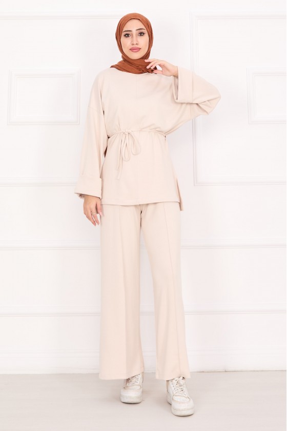 21184 - Seyyar Kuşaklı Kolu Katlama Detaylı Oyşo Takım Bej A23