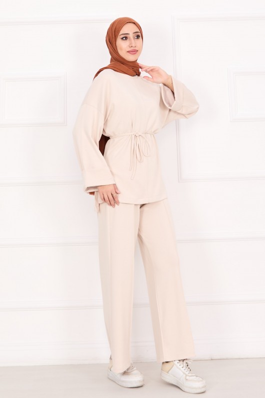 21184 - Seyyar Kuşaklı Kolu Katlama Detaylı Oyşo Takım Bej A23