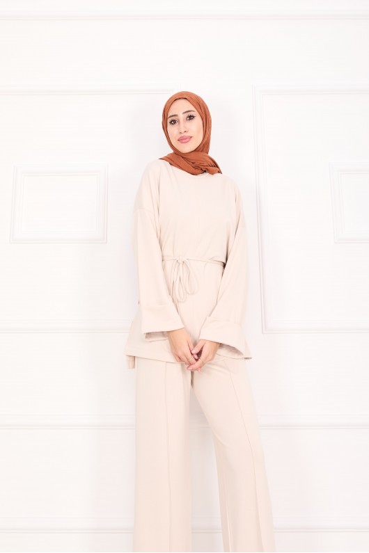 21184 - Seyyar Kuşaklı Kolu Katlama Detaylı Oyşo Takım Bej A23