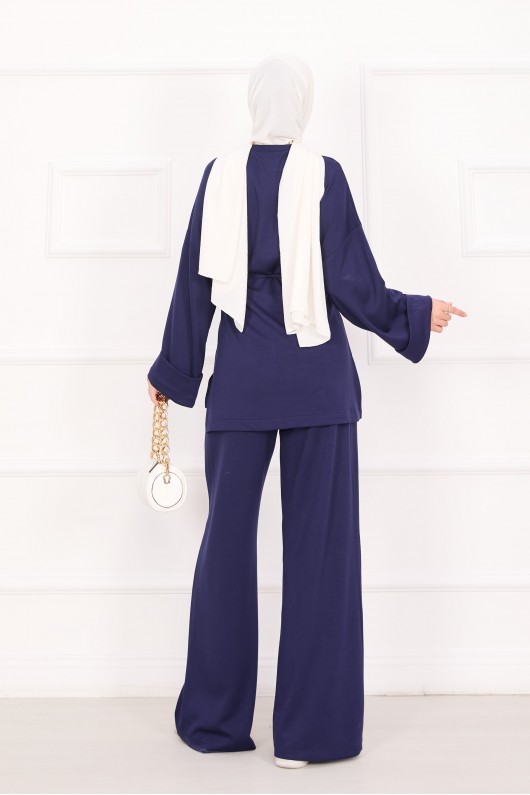 21184 - Seyyar Kuşaklı Kolu Katlama Detaylı Oyşo Takım Laci̇vert A23