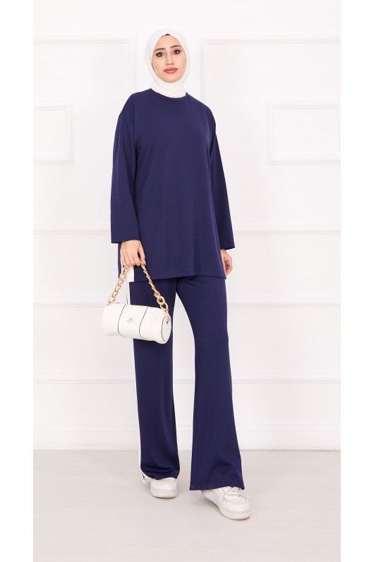 21187 - Oyşo Kumaş Şerit Detay İkili Takım Laci̇vert A24