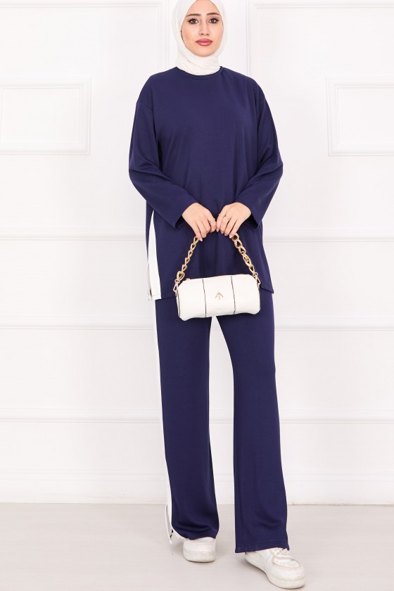 21187 - Oyşo Kumaş Şerit Detay İkili Takım Laci̇vert A24 21187 - Oyşo Kumaş Şerit Detay İkili Takım Laci̇vert A24