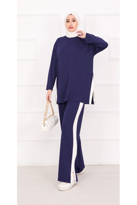 21187 - Oyşo Kumaş Şerit Detay İkili Takım Laci̇vert A24