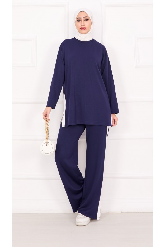 21187 - Oyşo Kumaş Şerit Detay İkili Takım Laci̇vert A24