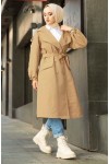 10543 - Tesettür Trençkot Bej
