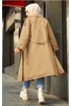 10543 - Tesettür Trençkot Bej