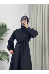 4559 - Scuba Kumaş Tesettür Elbise Si̇yah