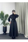 4559 - Scuba Kumaş Tesettür Elbise Si̇yah