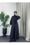 4559 - Scuba Kumaş Tesettür Elbise Si̇yah