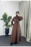 4559 - Scuba Kumaş Tesettür Elbise Kahverengi̇