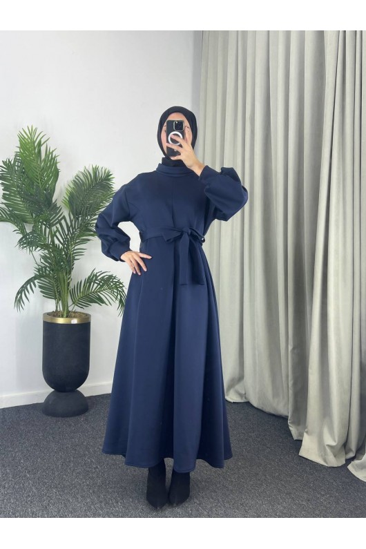 4559 - Scuba Kumaş Tesettür Elbise Laci̇vert 4559 - Scuba Kumaş Tesettür Elbise Laci̇vert