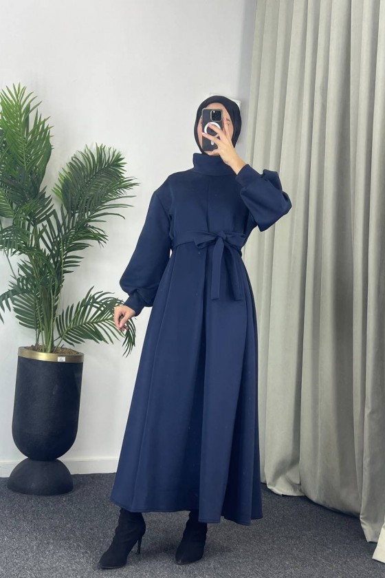 4559 - Scuba Kumaş Tesettür Elbise Laci̇vert