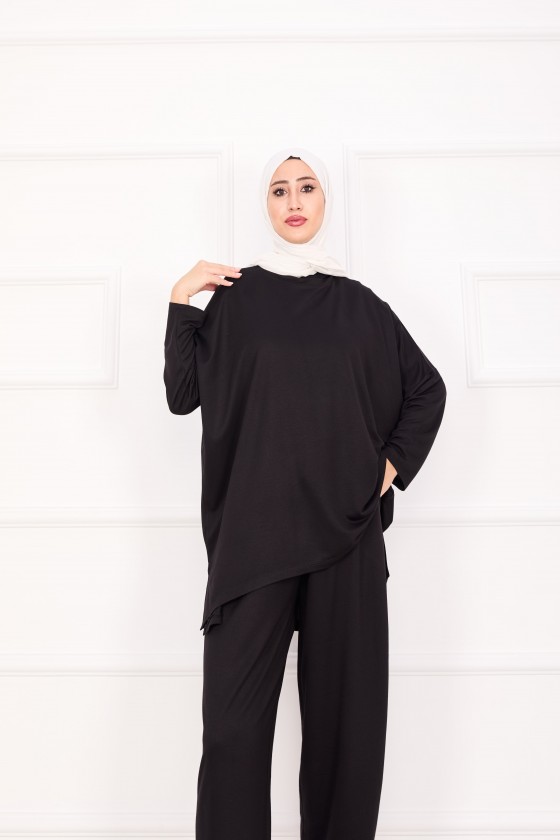 21055 - Salaş Kesim Şalvar Pantolonlu Takım Si̇yah A25 21055 - Salaş Kesim Şalvar Pantolonlu Takım Si̇yah A25