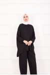 21055 - Salaş Kesim Şalvar Pantolonlu Takım Si̇yah A25