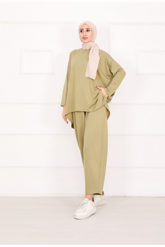 21055 - Salaş Kesim Şalvar Pantolonlu Takım Haki̇ A25