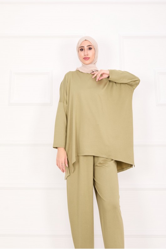 21055 - Salaş Kesim Şalvar Pantolonlu Takım Haki̇ A25