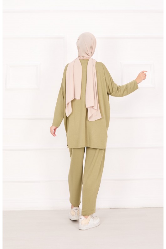 21055 - Salaş Kesim Şalvar Pantolonlu Takım Haki̇ A25
