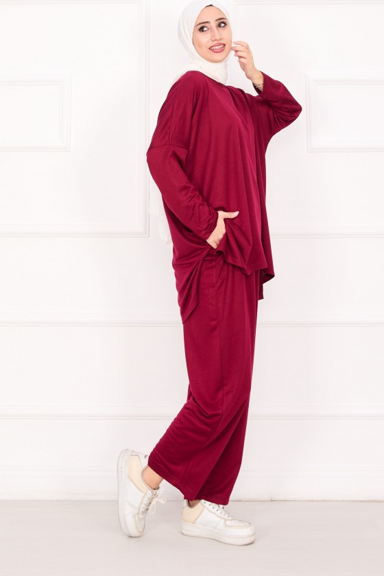 21055 - Salaş Kesim Şalvar Pantolonlu Takım Bordo A25 21055 - Salaş Kesim Şalvar Pantolonlu Takım Bordo A25