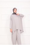 21055 - Salaş Kesim Şalvar Pantolonlu Takım Gri̇ A25