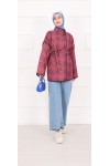 21186 - Biyeli Etnik Desen Kapitone Ceket Bordo A25