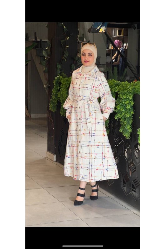 4449 - Renk Detaylı Tesettür Kaban Çok Renkli̇