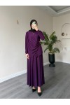 4226 - Sandy Kumaş Rahat Kesim Etek & Bluz İkili Takım Mor 4226 - Sandy Kumaş Rahat Kesim Etek & Bluz İkili Takım Mor