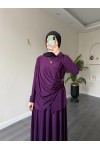 4226 - Sandy Kumaş Rahat Kesim Etek & Bluz İkili Takım Mor 4226 - Sandy Kumaş Rahat Kesim Etek & Bluz İkili Takım Mor