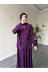 4226 - Sandy Kumaş Rahat Kesim Etek & Bluz İkili Takım Mor 4226 - Sandy Kumaş Rahat Kesim Etek & Bluz İkili Takım Mor