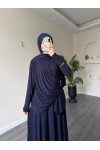 4226 - Sandy Kumaş Rahat Kesim Etek & Bluz İkili Takım Laci̇vert