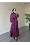 21230 - Bolerolu Gold Düğmeli Elbise Takım Mor 21230 - Bolerolu Gold Düğmeli Elbise Takım Mor