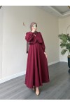 21230 - Bolerolu Gold Düğmeli Elbise Takım Bordo 21230 - Bolerolu Gold Düğmeli Elbise Takım Bordo