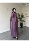 1513 - Seyyar Kemerli Sandy Kumaş Elbise Lila 1513 - Seyyar Kemerli Sandy Kumaş Elbise Lila