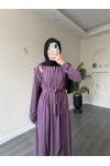 1513 - Seyyar Kemerli Sandy Kumaş Elbise Lila 1513 - Seyyar Kemerli Sandy Kumaş Elbise Lila