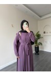 1513 - Seyyar Kemerli Sandy Kumaş Elbise Lila 1513 - Seyyar Kemerli Sandy Kumaş Elbise Lila