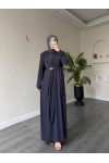 1513 - Seyyar Kemerli Sandy Kumaş Elbise Füme 1513 - Seyyar Kemerli Sandy Kumaş Elbise Füme