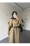 21252 - Minimal Pelerin Detaylı Bağcıklı Elbise Haki̇